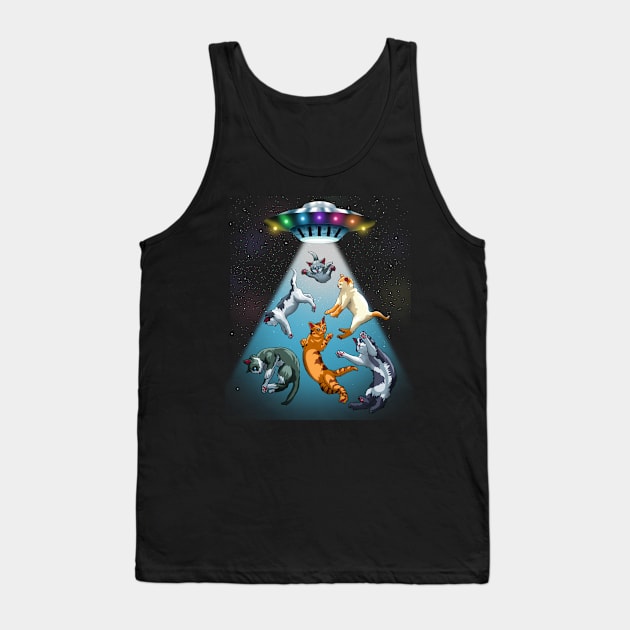 UFO Kitten Cats Funny Outerspace Pun For Cat Lovers Tank Top by Blink_Imprints10